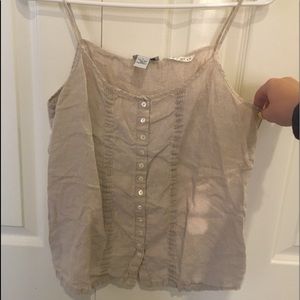 Beige Old Navy 100% Linen Tank Top
